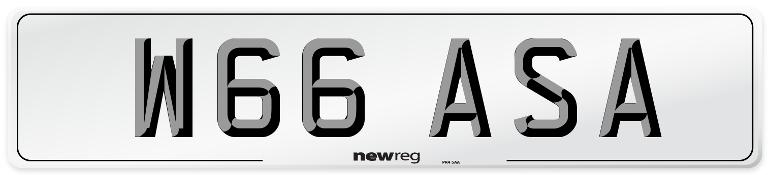 W66 ASA Number Plate from New Reg